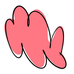 bright bold bubble squiggle shape abstract modern design asset salmon coral pink contrast outline black ink smooth