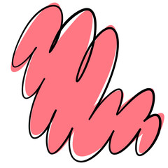 bright bold bubble squiggle shape abstract modern design asset salmon coral pink contrast outline black ink smooth