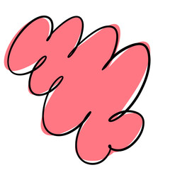 bright bold bubble squiggle shape abstract modern design asset salmon coral pink contrast outline black ink smooth
