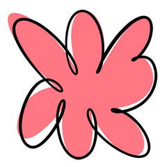 bright bold bubble squiggle shape abstract modern design asset salmon coral pink contrast outline black ink smooth