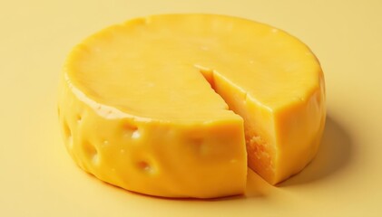 Sharp cheddar wheel, creamy texture, isolated , macro, wedge