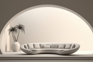 Nowoczesna, organiczna sofa w minimalistycznym wnętrzu
