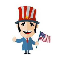 Cartoon Abraham Lincoln with Top Hat – Cute Flat Vector Character Illustration