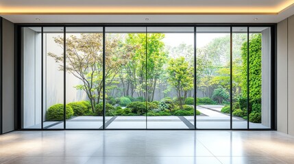 Modern home with a serene garden view