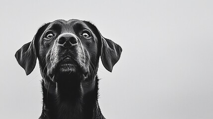 Fototapeta premium Black dog looking up