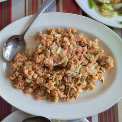 Healthy chicken cashew nut salad ready to eat 
