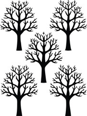 Obraz premium Silhouette Collection of Four Bare Winter Trees