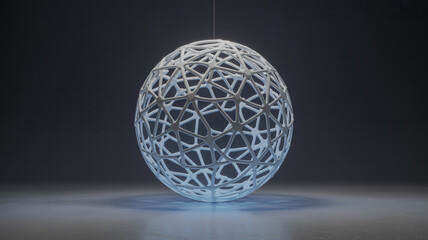 White sphere with an open lattice structure