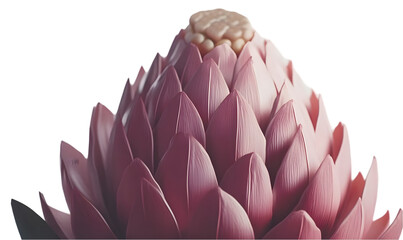 Close-up of a vibrant, pinkish-purple flower bud.  Detailed petals and a central structure