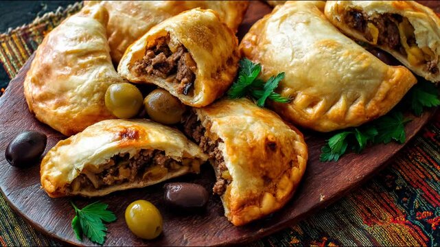 A captivating display of freshly made Empanadas, tantalizing taste buds 