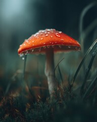 Raindrops on Wild Mushroom Cap