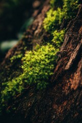 Moss Growing on Tree Bark