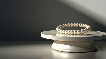 Elegant Pearl Bracelet on a Minimalist Display