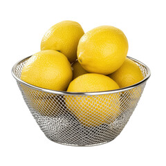 lemons in a basket isolated on transparent background