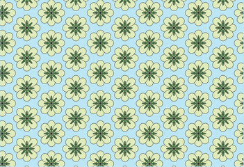 Vibrant retro daisy print on serene blue, perfect for captivating vintage-inspired designs