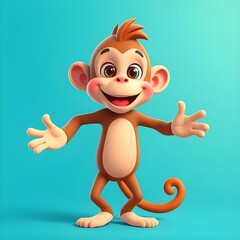 Obraz premium Happy Cartoon Monkey Smiling – Cute Jungle Animal Illustration