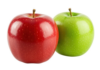 Red and green apples isolated on transparent background