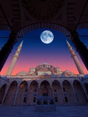 The Süleymaniye Mosque in Istanbul Under full Moon