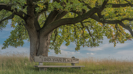 Wide-angle view of an oak tree during late summer