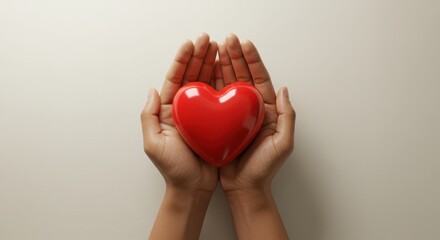 Fototapeta premium Hands holding red heart symbol