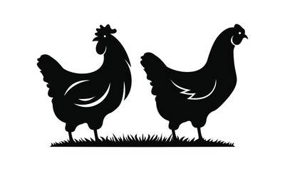 chicken silhouettes logo design vector template