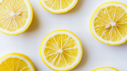 Vibrant citrus fruit slices in seamless pattern – colorful lemon, lime, orange, and grapefruit cross sections on white background for summer food, healthy diet, vegan ingredients, natural texture