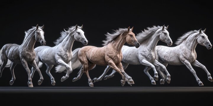 Fototapeta Stado galopujących koni - render 3D