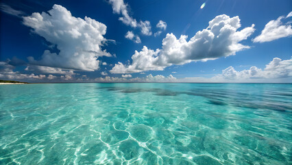 Sunlit Turquoise Ocean Reflecting Sunlight