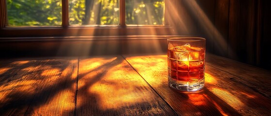 Sunlit Whiskey, Cabin Table, Woods