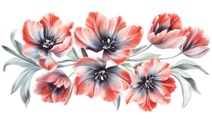 Floral bouquet of tulips, vibrant and detailed