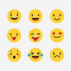 Fototapeta premium Feedback emoji icons vector. Collection of emoji reactions for social media