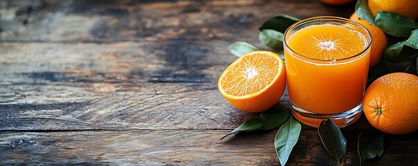 Fresh orange juice on wood.  Healthy drink