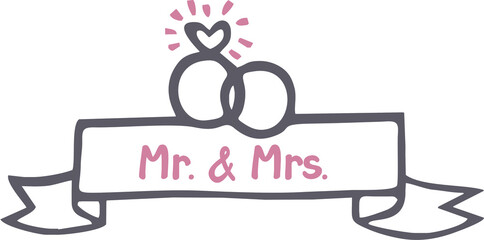 Mr and Mrs Label Sticker Husband Wife Stamp logo 