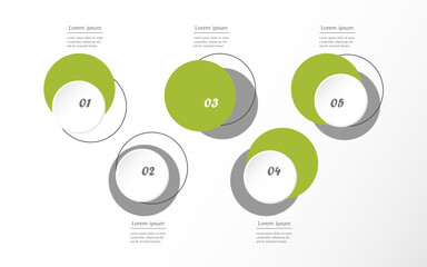 Creative infographic template with 5 steps, options, parts or processes. Presentation of teamwork or business processes.