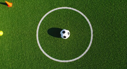 Soccer ball center circle grass field