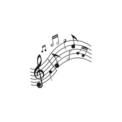 Black silhouette music notes vector on white background
