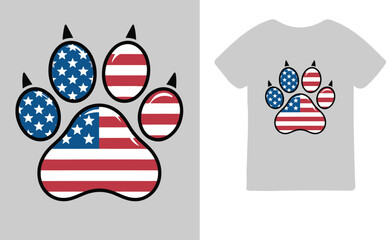 usa flag paw t-shirt design