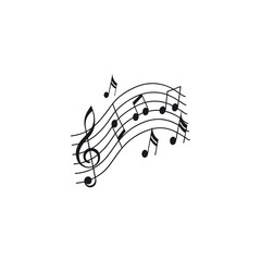 Black silhouette music notes vector on white