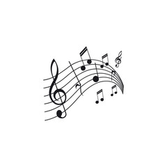 Abstract music vector background with notes