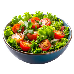  “Vibrant Mixed Green Salad with Cherry Tomatoes and Herbs, isolated on a transparent background”.PNG