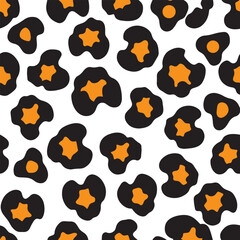 Fototapeta premium Surreal Abstract Floral Pattern in Bold Black and Orange