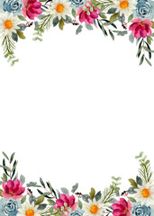 Watercolor flowers background vector for design.