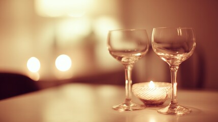 Two chairs and a table in an outdoor lounge, with a city skyline softly blurred behind. A moment of urban relaxation at twilight.