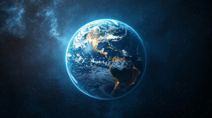 Obraz premium Planet Earth is shrouded in a network grid. Space technology, Internet coverage of Earth