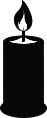 Burning candle silhouette vector illustration.
