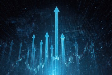 Arrows Pointing Upwards on Stock Market Graph Background