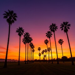 Silhouette Palm Trees at Vibrant Sunset