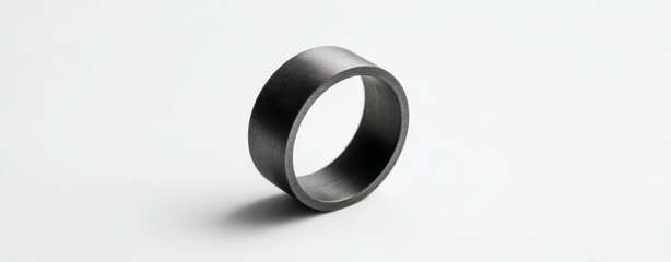 Stainless steel flat ring with black layered design isolated on white background. High-resolution industrial product photography showcasing precision engineering and minimalist design