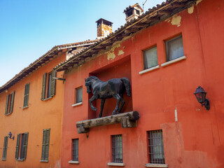 Zoate (Tribiano), village in Milan province, Italy: statue of horse