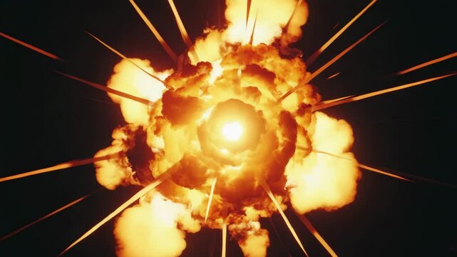 Explosion in Slow Motion with Flying Particles